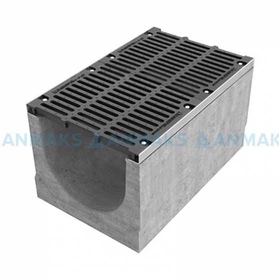 Лоток водоотводный BetoMax ЛВ-50.64.56-Б бетонный с решёткой щелевой чугунной ВЧ кл. Е (комплект) 04950