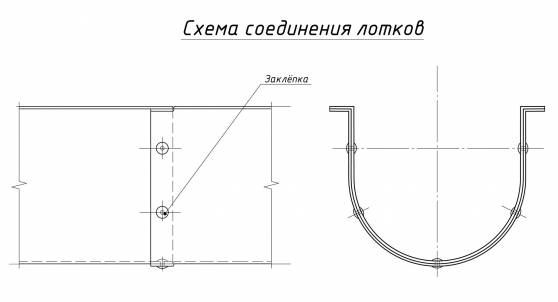 Схема соединения мостовых подвесных лотков