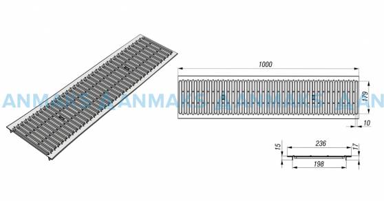 Схема: Решетка водоприемная РВ -20.23,6.100 - штампованная стальная оцинкованная кл. А