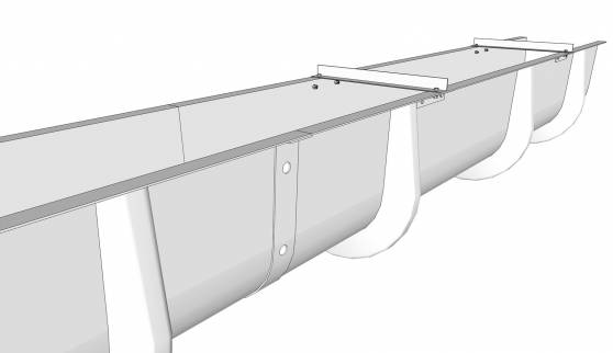 Крепление и соединение мостовых композитных подвесных лотков общий вид
