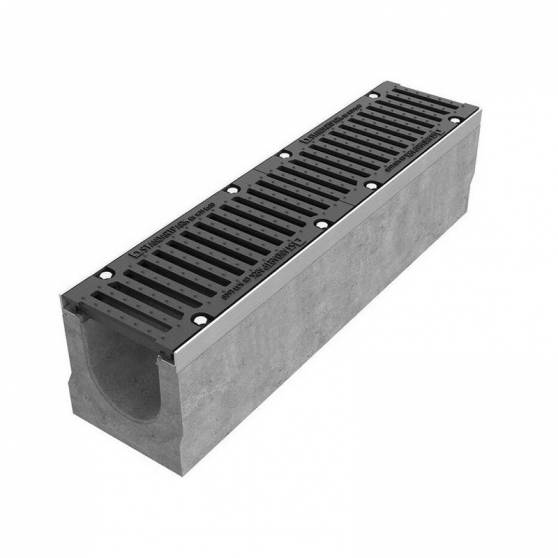 Лоток водоотводный BetoMax ЛВ-16.25.26-Б бетонный с решёткой щелевой чугунной ВЧ кл. Е (комплект) 04350